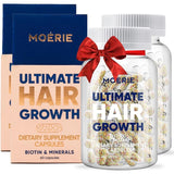 Moerie Hair Growth Supplement for Women & Men - Hair, Skin, and Nails Vitamins With Biotin, Q10 & Minerals - For Thicker, Fuller Hair & Hair Loss Treatment - Advanced Beadlet Delivery System - 120 Pills ( 60 Pills x 2 Bottles)