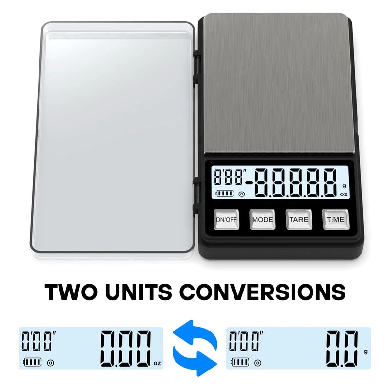 WEIGHTMAN Espresso Scale with Timer 1000g x 0.1g Small & Thin Travel Coffee Scale, Mini Digital Scale Grams and Ounces with Large Backlit LCD Stainless Steel Pocket Food Scale Drip Tray Pulling Scale | WEIGHTMAN