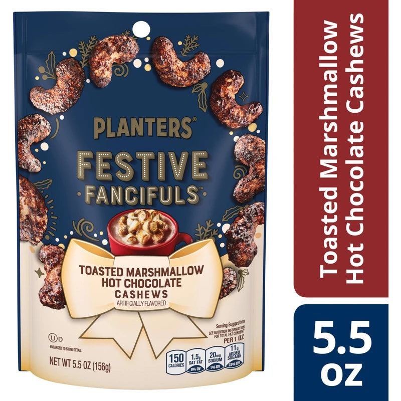 PLANTERS Limited Edition Toasted Marshmallow Hot Chocolate Cashews, Flavored Cashews, Sweet Nuts, Holiday Snack Mix, 5.5 oz Bag