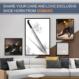 ZOMAKE Metal Shoe Horn Long Handle Shoehorn 2Pcs - Extra Long Shoe Horns for Seniors Men Women - 16.5 inch Stainless Steel Shoe Horn for Boots (Set of 2 Silver)