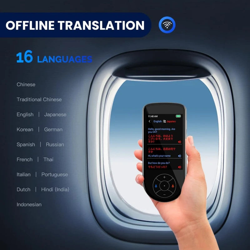 Language Translator Device 2025 Instant Two-Way Language Translator Support 137 Language Portable Real Time Voice Translation Online/Offline/AI/Text/Photo Translation for Travel Learning(Silver Black)