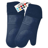 HOMWE Extra Long Professional Silicone Oven Mitt, Oven Mitts with Quilted Liner, Heat Resistant Pot Holders, Flexible Oven Gloves, Navy Blue, 1 Pair, 14.7 Inch