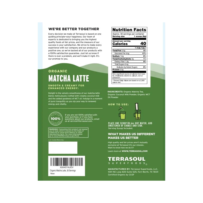 Organic Matcha Latte - 8.47oz