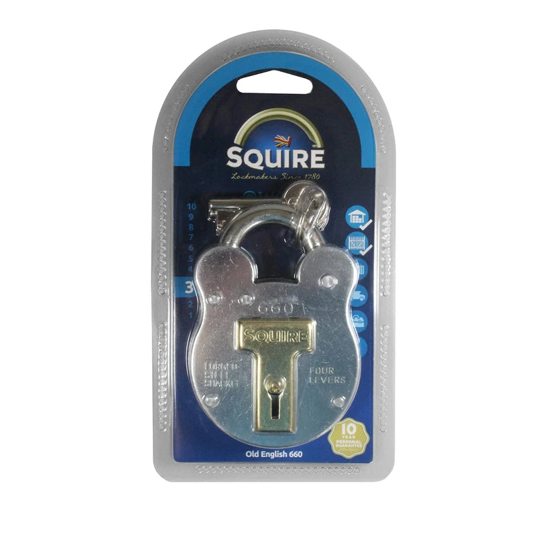 Squire Padlock - 4 Brass Levers Steel - 64mm 660 by Henry Squire