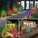 TOMBABY Solar Metal Agave Plants Gargen Lawn Ornaments Home Decoration,Solar Panel Tequila Sculpture for Outdoor Patio Yard Light Up at Night,Gifts for Friends or Family (2, coppery)