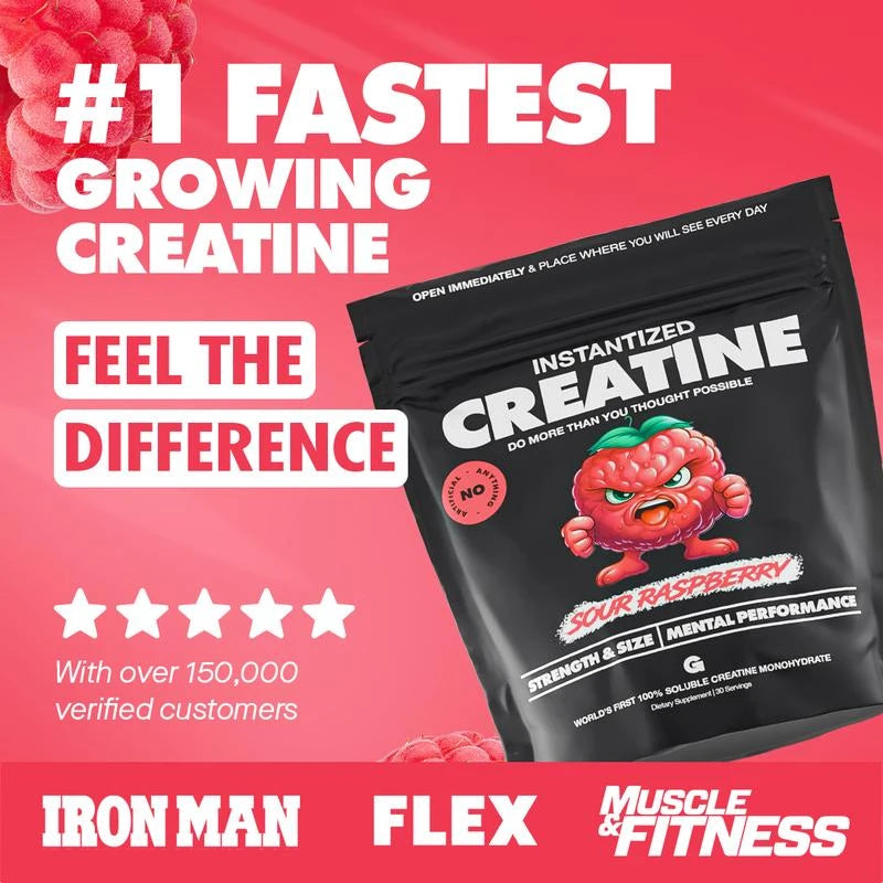 Gains In Bulk Sour Raspberry Instantized Creatine - Ultimate Supplement for Muscle Growth