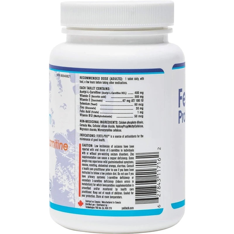 Fertil Pro Men Acetyl-L-Carnitine Natural Health Supplement (90 Pills 3 Month Supply)