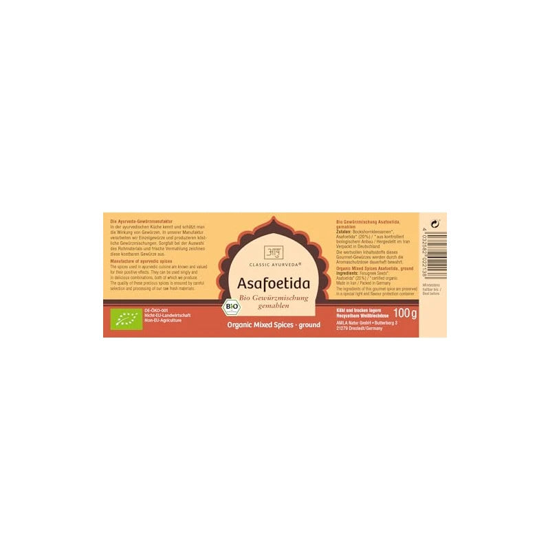Classic Ayurveda - Organic Asafoetida Spice Mix - 100 g - Powerful Aroma, The Perfect Garlic Substitute