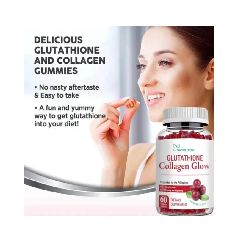 Nature Glow Glutathione Collagen Glow Cranberry 60 Organic Gummies