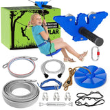 X XBEN 200FT Zip line Kits for Backyard, Zip Lines for Boys, Kids, Included Swing Seat, Ziplines Brake, and Steel Trolley, Outdoor Playground Equipment
