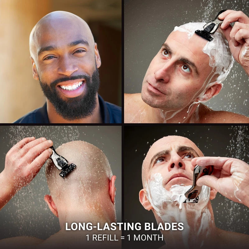 BEARHEAD Head Razor for Men | Skull Shaving Razor for Bald Men | Precision Blades Nick-Free | Sure-Grip Shower Handle | Easy Clean Blades | Travel Case