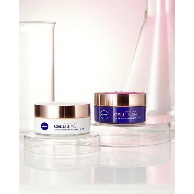 NIVEA Cellular Expert Lift Anti Folding Cream Set for Day and Night SPF 30, 2 x 50 ml, Pack of 2