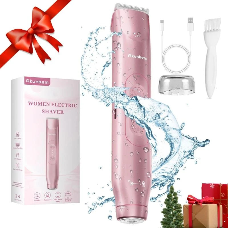 Akunbem Bikini Trimmer for Women, Electric Shaver and Razor Rechargeable 2-in-1 Body and Facial Epilator