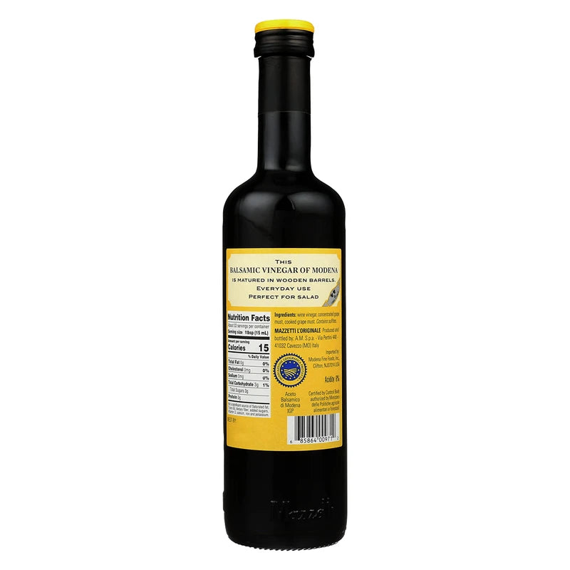 Mazzetti L'Originale Italian Balsamic Vinegar of Modena, Organic & Aged, Yellow Label 2 Leaf 16.9 Ounce