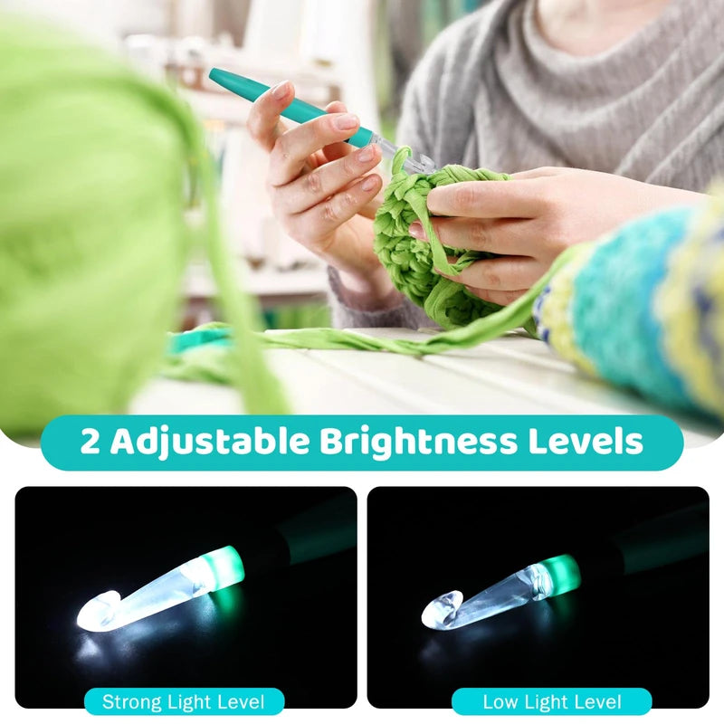 KXK Crochet Hooks Set Digital – Original Ergonomic Counter to Track Rows and Stitches – Crochet Kit with 18 Different Size Interchangeable Crochet Needle with 2 Levels Led