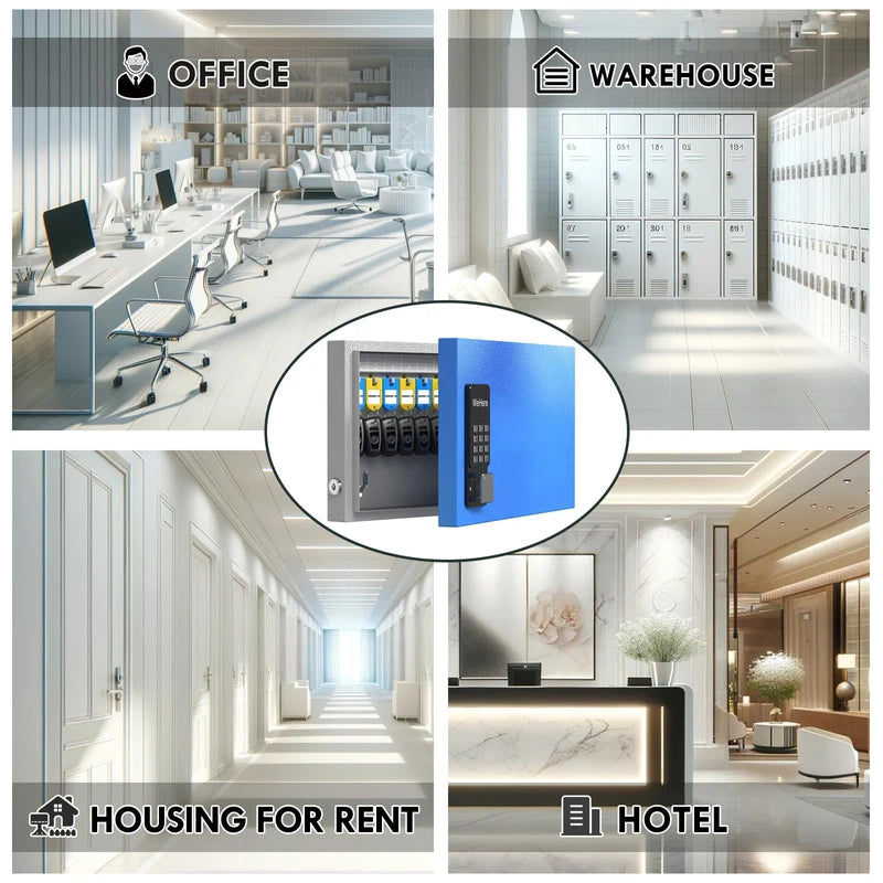 WeHere 24 Key Lock Box Wall Mount, APP Bluetooth/One Time Password Share/Wi-Fi Remote/Fixed Code/Key Unlock, Smart Key Cabinet, Key Organizer box for Apartment, Hotel, Office, House Key Manage