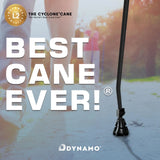 Dynamo Cyclone Cane - Ultimate Comfort, Stability and Balance - HSA/FSA Eligible - Adjustable Heavy Duty Walking Cane for Seniors, Men, Women - Stylish and Travel-Ready - Strong Support Cane (Black)