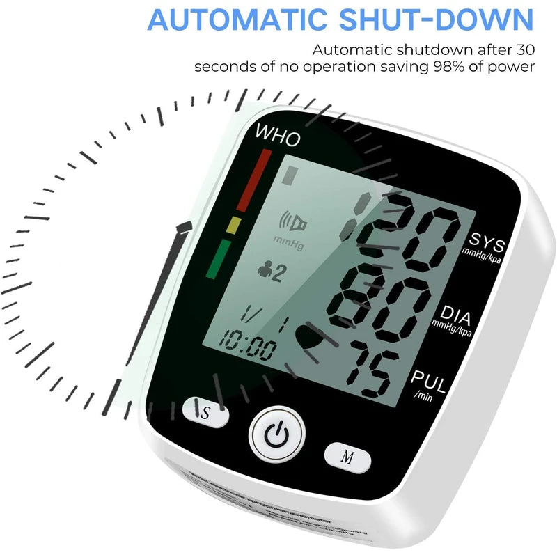 Blood Pressure Monitor Automatic Wrist Cuff Machine Carrying Case for Home Use 90 Readings Memory 2 User & Large Display, Black CK-W355 | NOUYAN