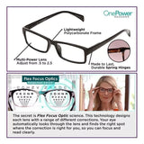 One Power Adjustable Auto Focus Reading Glasses +0.5 to +2.5  Unisex Presbyopia Readers