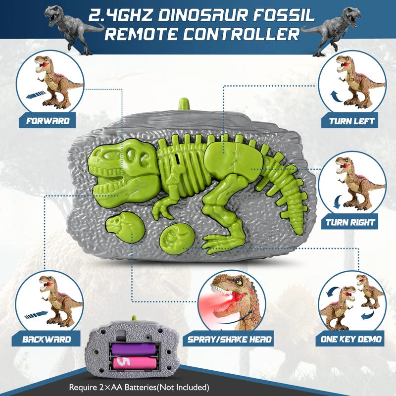 BAZOVE Remote Control Dinosaur Toys for Boys, Electric T-rex Dinosaur Robot Toy, 2.4Ghz RC Walking Dinosaur Toy with Rotation Stunt, LED Light & Sound, Gifts for Kids 3-5 Years Old