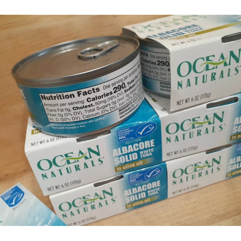 OCEAN NATURALS 6CT:  OCEAN NATURALS Premium Albacore Tuna Olive Oil Wild Caught Solid White 6oz