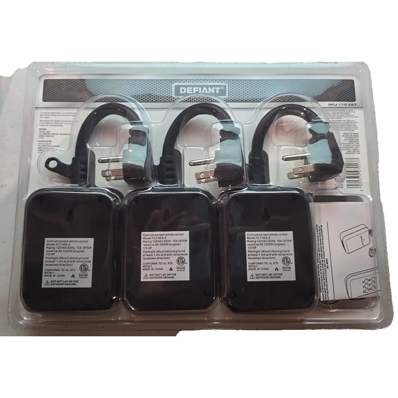 Defiant 3-Pack Wireless Indoor/Outdoor Remote Control Switch  110 527