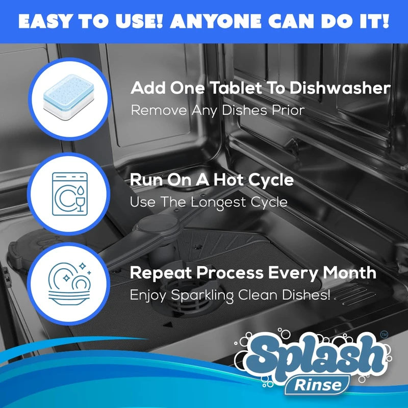 Generic Splash Rinse Dishwasher Cleaner Tablets - Deep Cleaning For All Dishwasher Machine Models, 1 Count (Pack of 6)