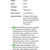 Curlee Hair Dryer Brush 1200 Watts 6 in 1 Hair Accessories Blow Dryer Automatic Black