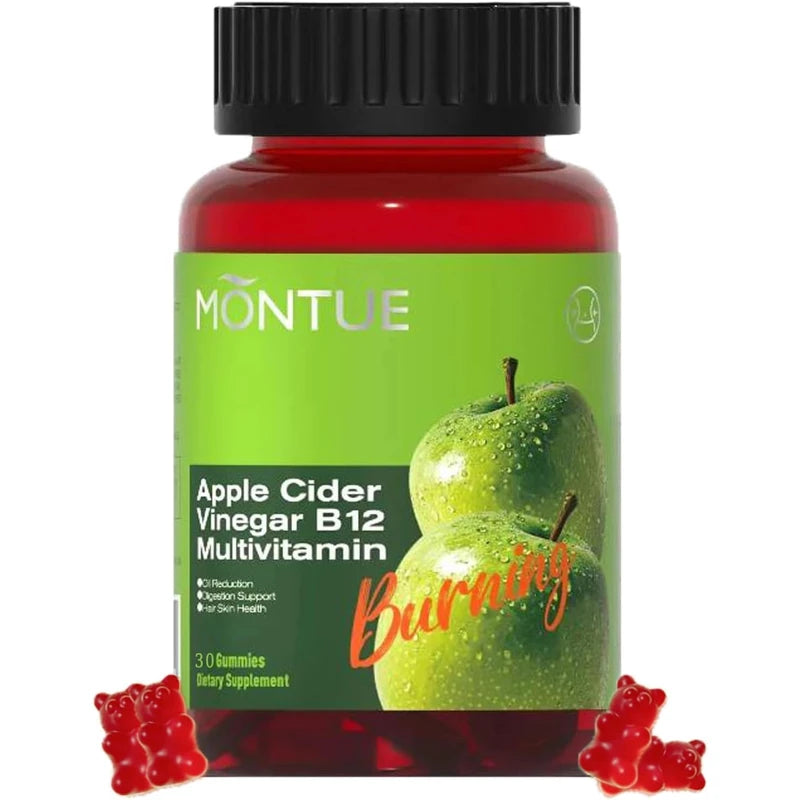 Apple Cider Vinegar Gummies with B12 & Multivitamins – 60 Vegan, Non-GMO Gummies for Gut Health, Energy Boost, and Digestion Support for Men & Women – 30-Day Supply
