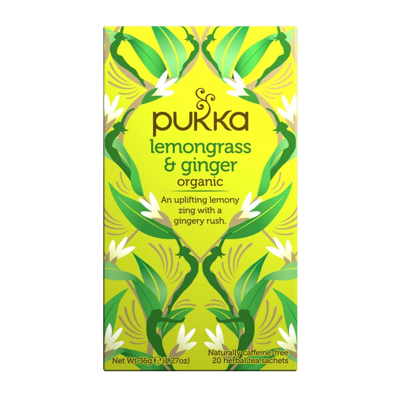 (4 PACK) - Pukka Herbs - Lemongrass & Ginger | 20 sachet | 4 PACK BUNDLE
