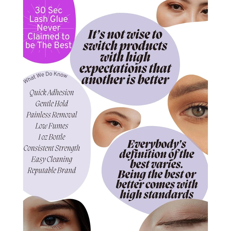 Eyelash Glue (2 Pack) 30 Second Lash Glue for Strip Lashes Soft Bond Daily Hold Low Irritation Low Fumes False Eyelash Extension Glue Rubbery Texture (2, Black, 1 fl. oz. ea.)