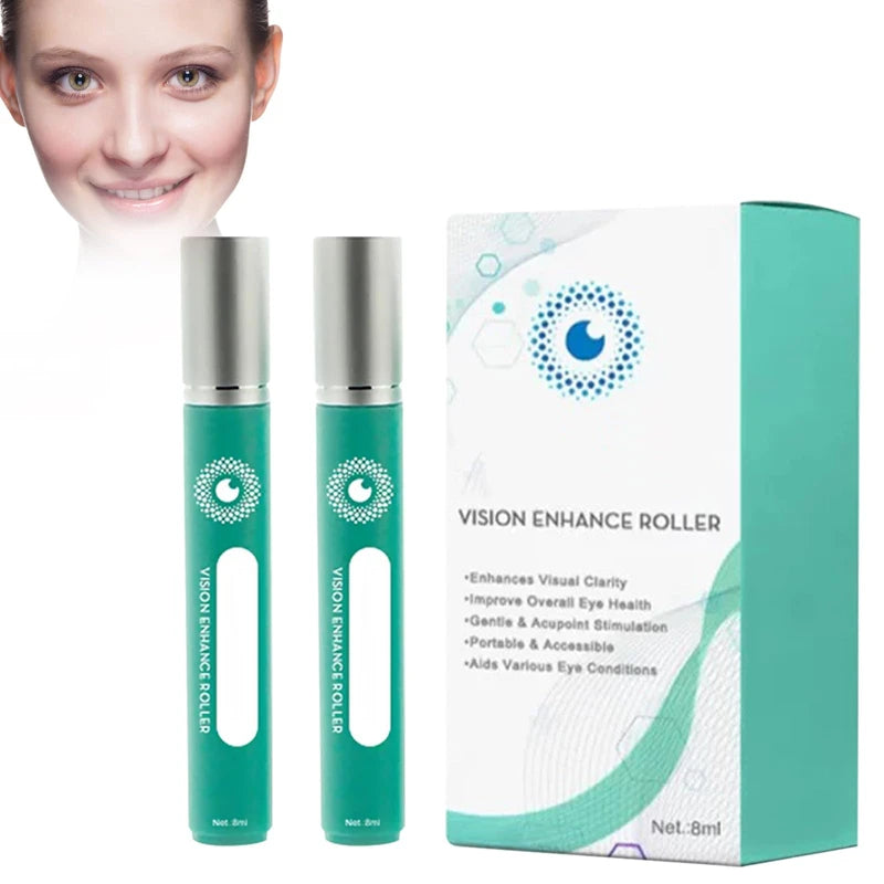 2 Stück Vision Enhance Roller, Augenmassageroller Augenroller-Serum Für Müde Augen, Schwellungen Und Augenringe, Lindert Die Belastung Der Augen Und Verbessert Die Visuelle Klarheit