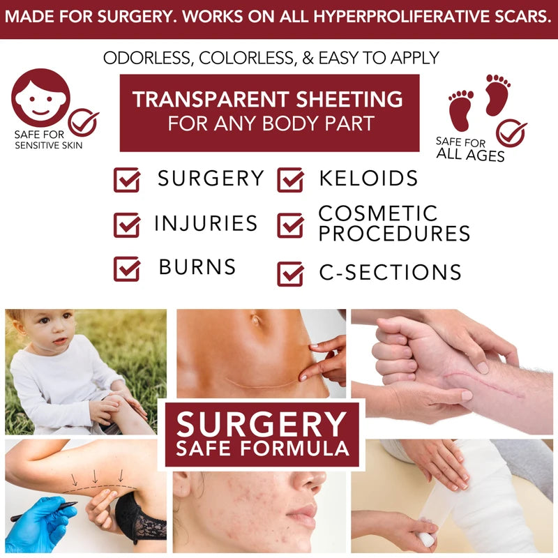 Physician Formulated Silicone Scar Gel Semi-Solid Sheeting - Advanced Crosspolymer Medical Grade Liquid Sheeting for Face, Body, Surgery, C Section, Burn, Keloidal & Hypertrophic Scars | HealFast