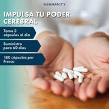 NEWMANITY BrainMAG Treonato de Magnesio - 180 Cápsulas de Alta Absorción, Suplemento Nootropico para Concentración, Memoria, Relajación, Sueño y Bienestar Mental, Fórmula de L-Treonato de Magnesio