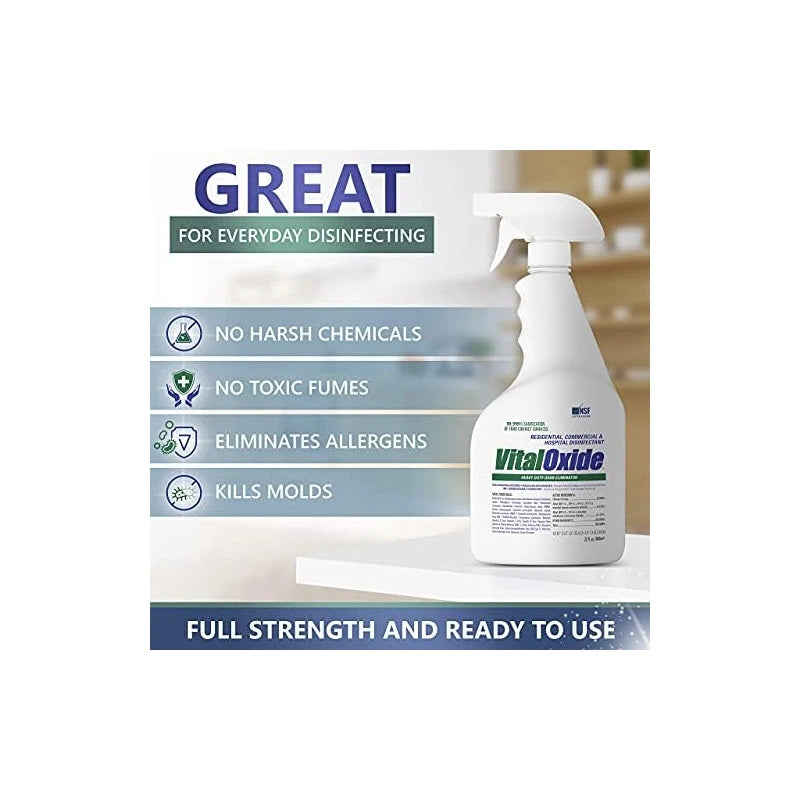 Vital Oxide Vital Oxide Disinfectant, Deodorizer, Cleaner, Food-Contact Sanitizer, Virucide C(EPA registration #82972-1) C Kills Mold & Mildew, Eliminates Odors C 32 oz