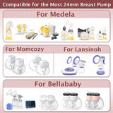 Flange Insert 14pcs 13/15/17/18/19/20/21mm*2 Compatible with Momcozy S12 Pro/S9 Pro/S10/S12/Spectra/Medela/Bellababy/Lansinoh/TSRETE/Willow 24mm Breast Pump,Reduce 24mm Tunnel Down to Correct Size