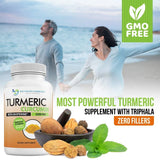 DOCTOR RECOMMENDED SUPPLEMENTS Turmeric Curcumin Supplement - 2250mg/d - Veggie Caps - 95% Curcuminoids with Black Pepper Extract (Bioperine) - 750mg Capsules - 100% Organic - Most Powerful Turmeric (Pack of 2)