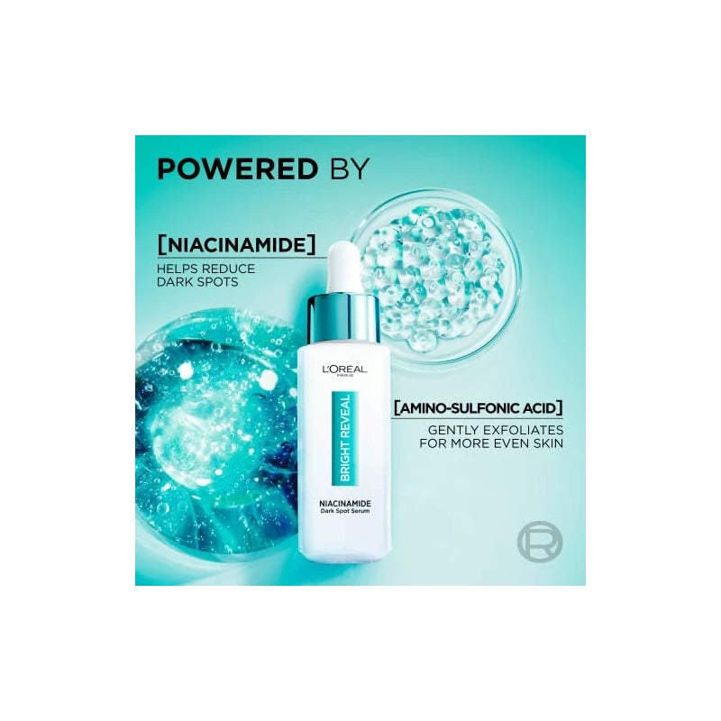 L’Oréal Paris Bright Reveal, 10% [Niacinamide + Amino Sulfonic Acid], Dark Spot Brightening Face Serum, for Sunspots, Age Spots and Post-Acne Marks, 30ml