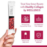 WELLINUS Pomegranate Full of Collagen, Jelly Stick, Marine Collagen, Fast Absorbing, Snack, Ultra-Low Weight Molecular Marine Collagen, HACCP Certified, 22.05 oz/Pack of 25