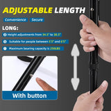 Folding Cane With Led Light And Alarm, With Side Handle, Folding, Adjustable Cane Suitable For Arthritis Disabled And Elderly, Cane With Cushioned T Handle And Swivel Four Pedestal, WalkingCanes,Black