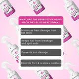 FoxyBae Heat Protectant Hair Spray – Blow Dry Bliss Thermal Heat Protector Hair Styling Products Moisturizing Spray + Biotin for Hair Growth, Anti Frizz Hairspray for Damage, Breakage, Split Ends 8 Oz