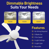 Wunder Cool Socket Fan Light, Small Ceiling Fans with Lights & Remote, E26 Base Screw in Ceiling Fan in Light Socket Fan Light Bulb with 5 Light Modes & 3 Fan Speed Levels