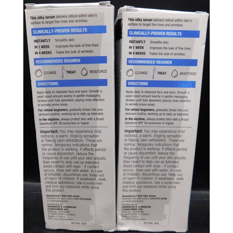 Neutrogena Lot Of 2 Neutrogena Rapid Wrinkle Repair Retinol Serum 1Fl Oz Ea New & Unused