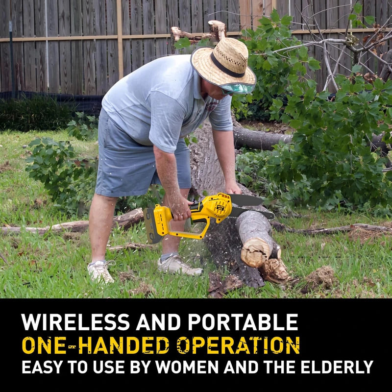 Mini Chainsaw compatible with Dewalt 20V Battery(Battery NOT Included),Cordless Pruning with Security Lock & Replacement Chain, Battery Powered Mini Chainsaw for Tree Trimming
