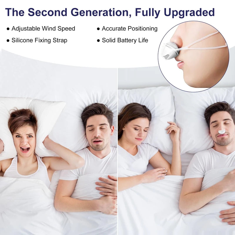 Anti Snoring Device,Electric Stop Snoring Solution,Adjustable Wind Speed Breathable Snoring Prevention for Men Women,Universal All Nose Shapes(White)