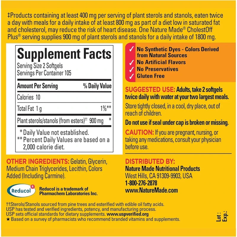 CholestOff Plus, clinially Proven to Lower Cholesterol, 210 Softgels, 52 Day Supply