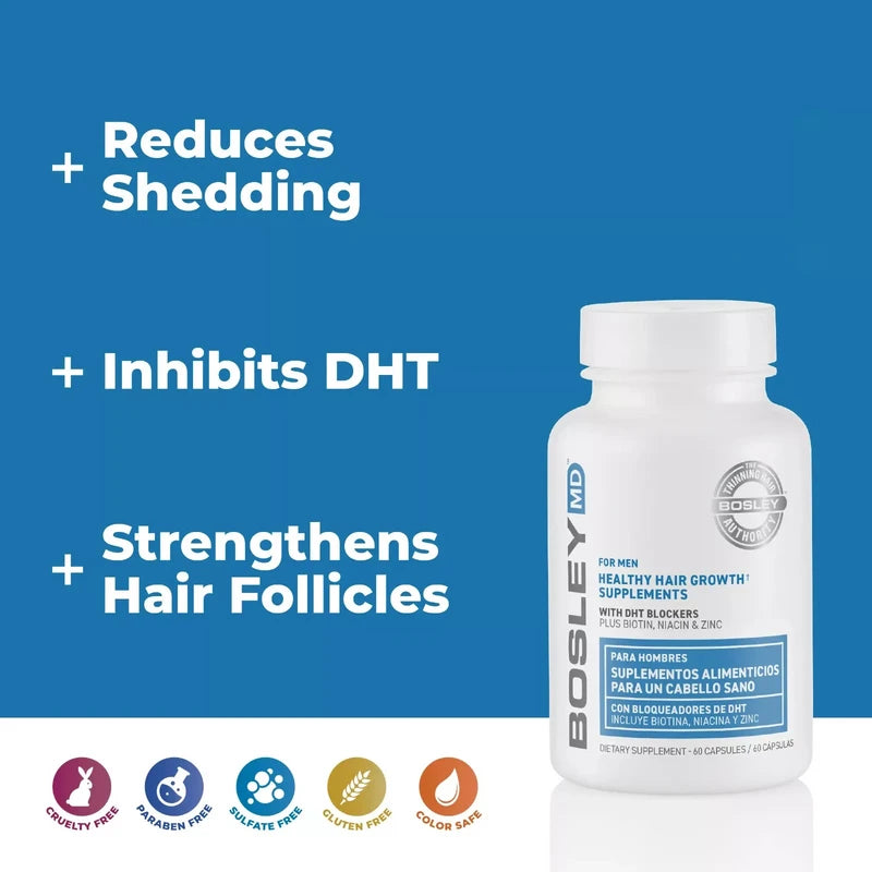 Suplemento para el crecimiento del cabello sano para hombres de Bosley MD - 60 cápsulas