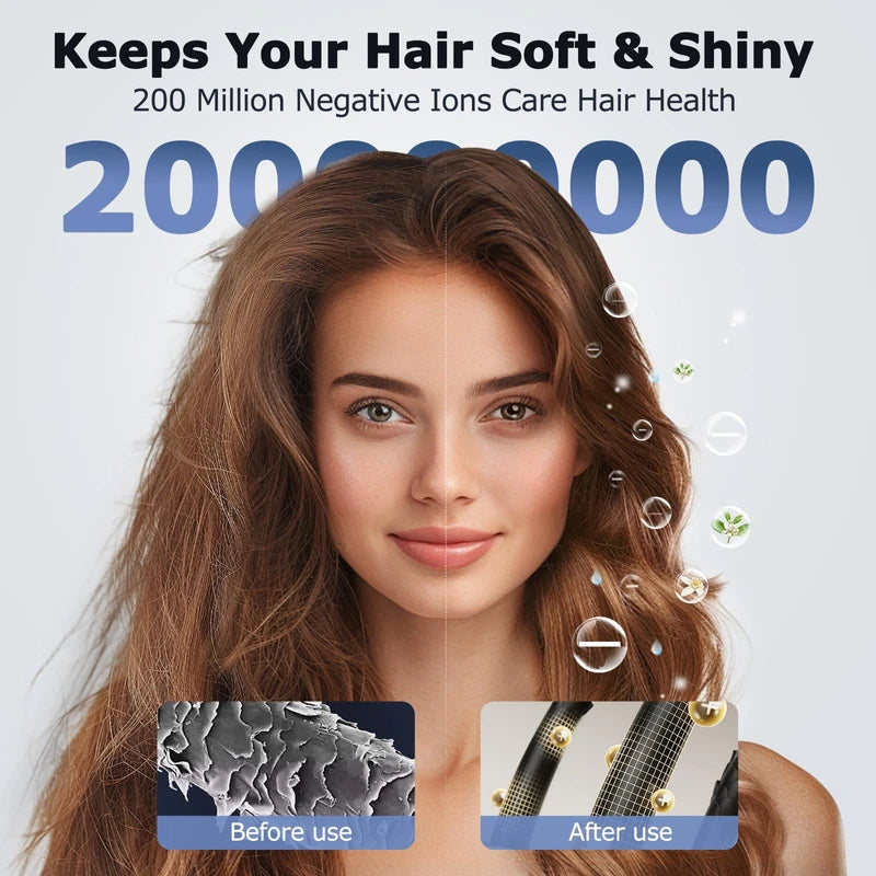 Hair Dryer, 110, 000 RPM High Speed Blow Dryer for Fast Drying, Negative Ionic Hair Dryer for Hair Care, HD Display, 360° Rotating Magnetic Nozzle, Low Noise Hair Dryer for Home and Travel