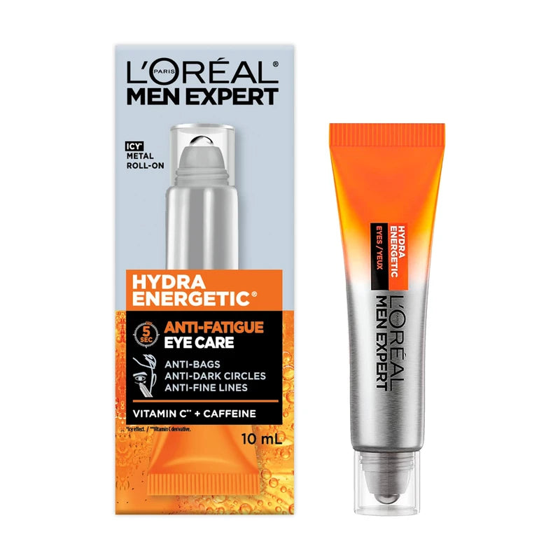 L'Oréal Paris Men Expert Hydra Energetic Anti-Fatigue Roll-On Eye Care with Vitamin C & Caffeine, Eye Cream for Men, 10ml
