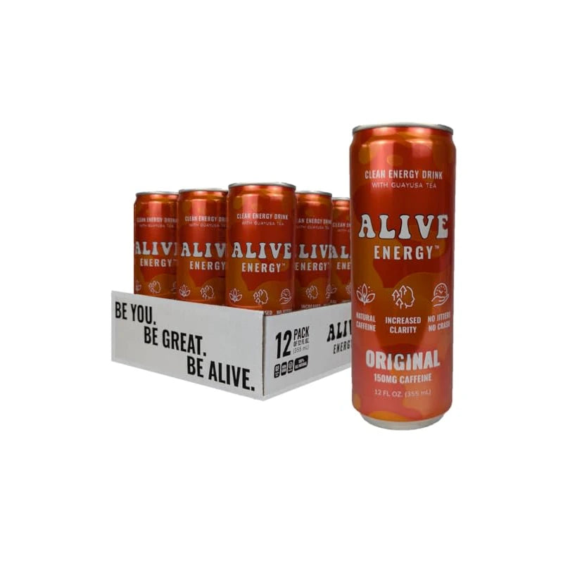Alive Energy ORIGINAL Guayusa Tea Clean Energy Drink with Antioxidants, Original, 12 fl oz, 150mg Caffeine
